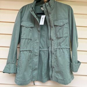 Style & Co green/teal hip length jacket, drawstring, snaps/zipper, brand new, S